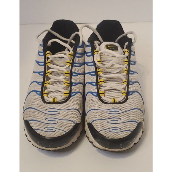 Nike Men's 11 Air Max Plus Tn Paradise White Yellow Blue Sneakers 604133-133 - Picture 2 of 7